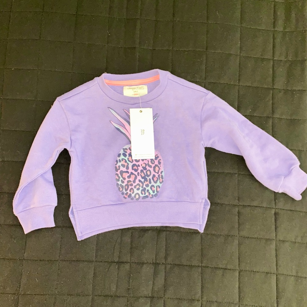 💜🦄 3/$20 DEAL   GIRLS GLITTERY PINEAPPLE CREW NECK SWEATER - NEW